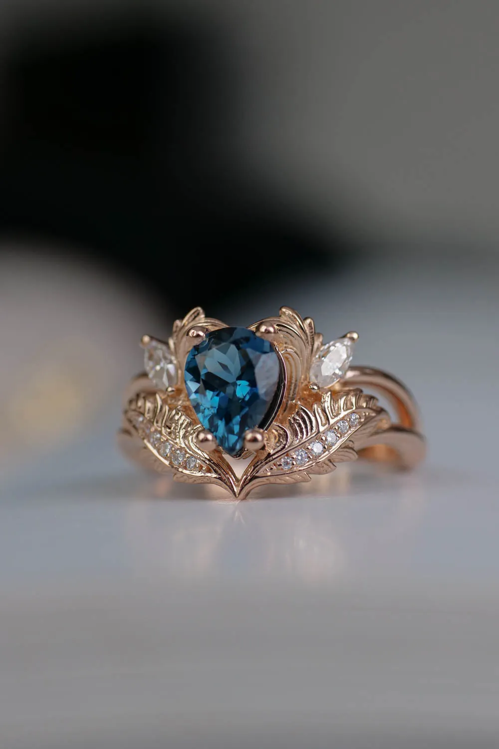 Vintage inspired rings with blue topaz / Adonis