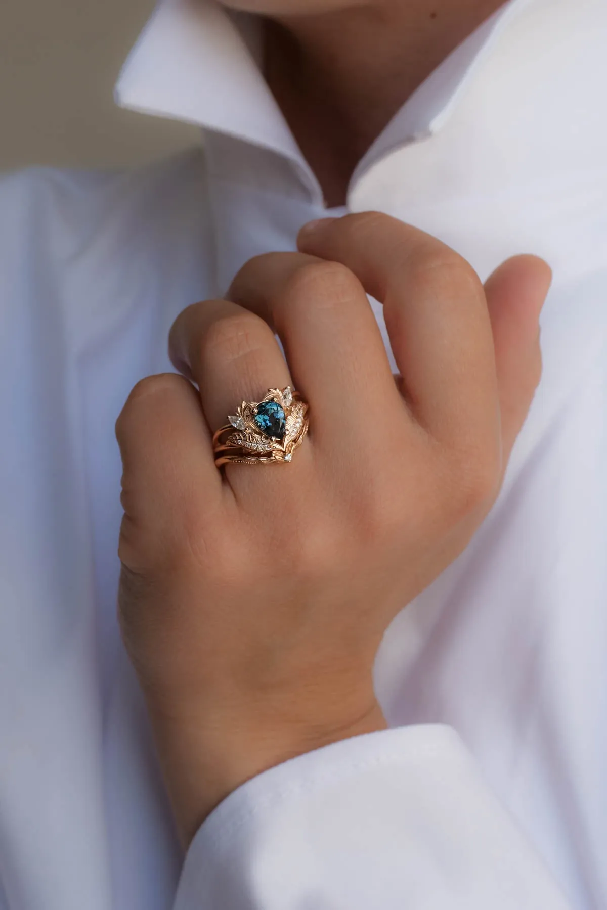 Vintage inspired rings with blue topaz / Adonis