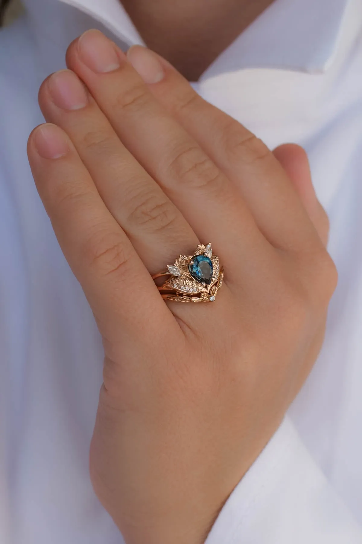 Vintage inspired rings with blue topaz / Adonis