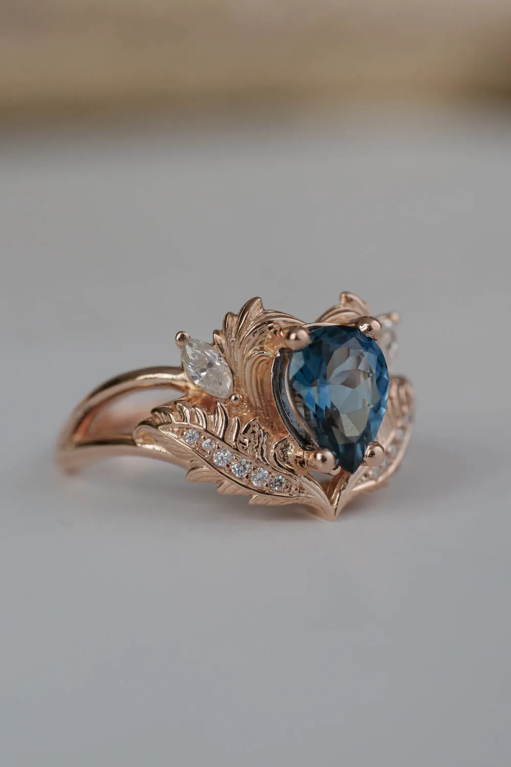 Vintage inspired rings with blue topaz / Adonis