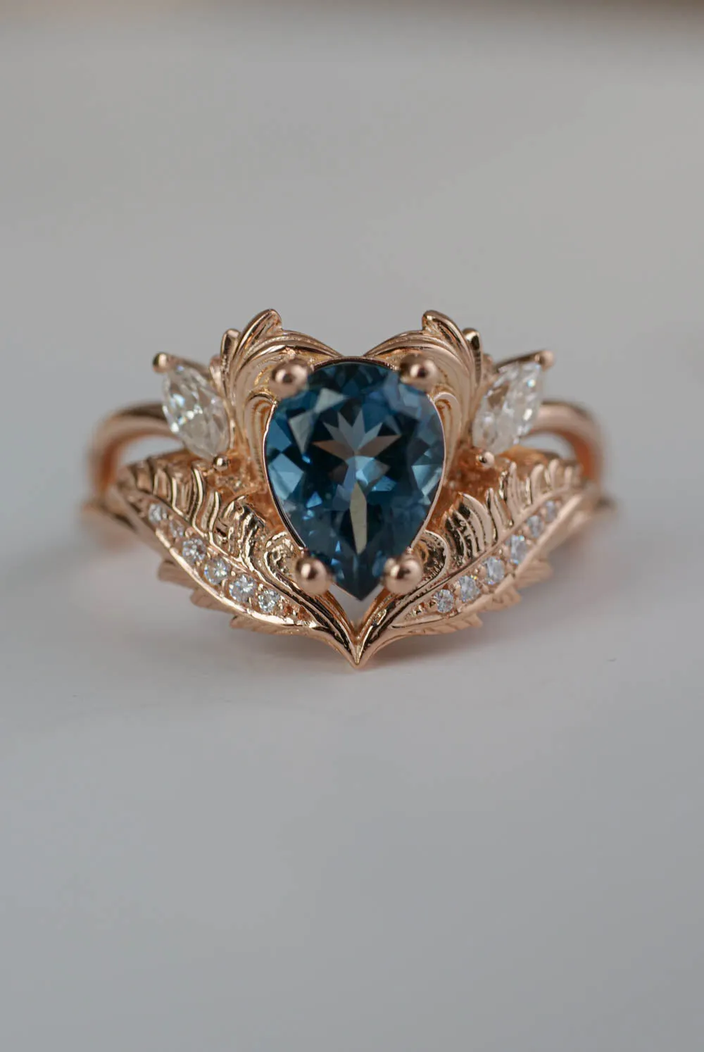 Vintage inspired rings with blue topaz / Adonis