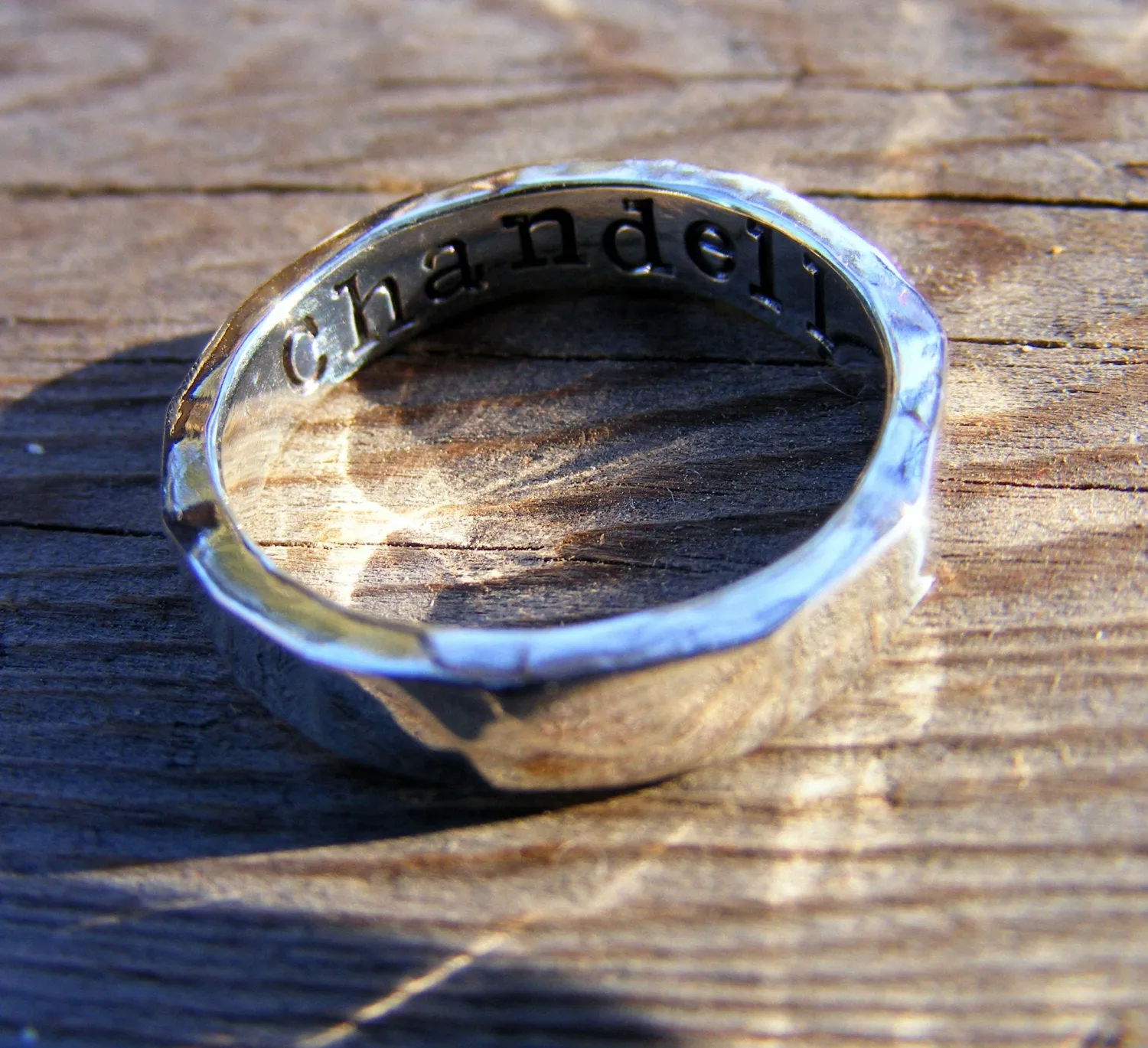 Wedding Ring Band Set Palladium Sterling Silver Mens Women Couples Ring Set, Personalized, Engraved, Engagement Ring, Custom Hand Stamped